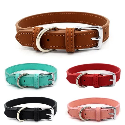Affordable Comfort Dog Cat PU Leather Collar Adjustable Pet Accessories for Small Dogs Puppy Mascotas Supplies collier chien